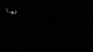 Hayali spaceplane yıldızlara seyahat. Uzay gemisi uzay turizmi için kavramı. 3D animasyon.
