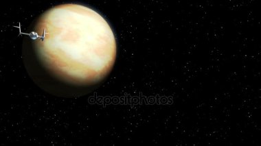 Hayali spaceplane'a seyahat Venüs'e verir. Uzay gemisi uzay turizmi için kavramı. 3D animasyon. Doku gezegen grafik editörü fotoğraf ve diğer görüntüleri olmadan oluşturuldu.