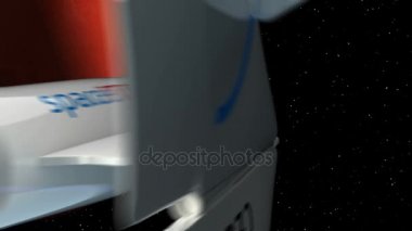 Arka planı Mars'a. Hayali spaceplane gezegen uçar. Uzay gemisi uzay turizmi için kavramı. 3D animasyon. Gezegen dokusuna grafik editörü fotoğraf ve diğer görüntüleri olmadan oluşturuldu.