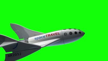 Yeşil ekran, uzay gemisi uzay turizmi, 3d animasyon için kavramı üzerinde kurgusal spaceplane.