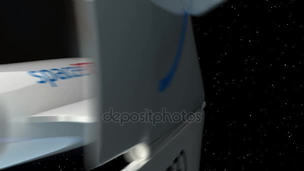 Venuše na pozadí. Fiktivní kosmický raketoplán letí kolem planety. Koncept kosmické lodi pro vesmírnou turistiku. 3D animace. Povrch planety byl vytvořen v grafickém editoru bez fotografií a jiných obrázků. — Stock video