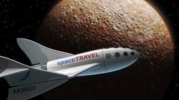 수은, 우주 관광, 3d 애니메이션에 대 한 우주선의 개념의 궤도 spaceplane 허구. 행성의 사진 및 기타 이미지 없이 그래픽 편집기에서 만들어진. — 비디오