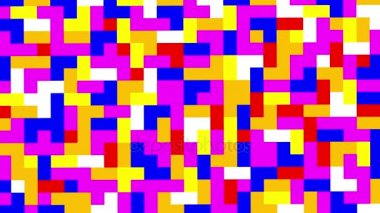 Çok renkli mozaik arka plan küçük parçalara ayrılıyor ve yeşil ekran ortaya koymaktadır. 3D animasyon, chroma anahtar.