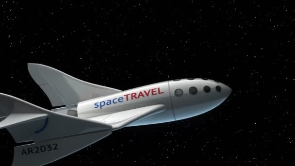 Fictional spaceplane among the stars, concept of spaceship for space tourism, 3d animation. — Stock Video