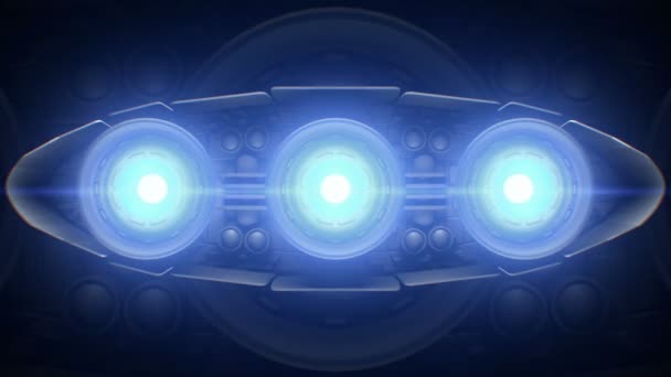 Dispositivo de ciencia ficción parpadeando luces brillantes, animación 3d, bucle sin costuras . — Vídeo de stock
