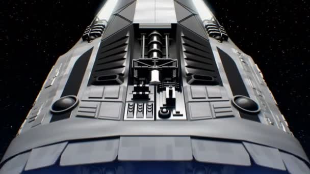 Vénus en arrière-plan, vaisseau extraterrestre de science-fiction approchant de la planète. Moteurs puissants pulsent et clignotent, 3d. Texture of Planet a été créé dans l'éditeur graphique sans photos et images .