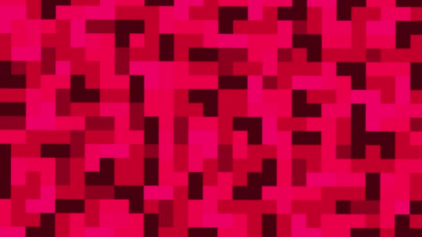 赤色のモザイクの背景は、小さな断片に分割のグリーン スクリーンを明らかにします。3 d アニメーション、クロマキー. — ストック動画