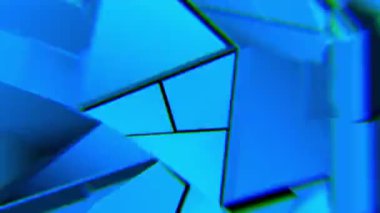 Mavi soyut poligonal kırık şekiller sorunsuz döngü dalgalanma. 3D animasyon.