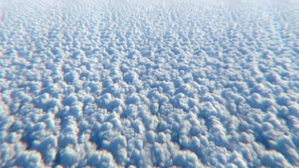Вид из окна летающего самолета на кучевые облака. 3D анимация, бесшовный цикл . — стоковое видео