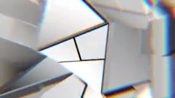 White abstract polygonal broken shapes fluctuate seamless loop. 3D animation. — Stock Video