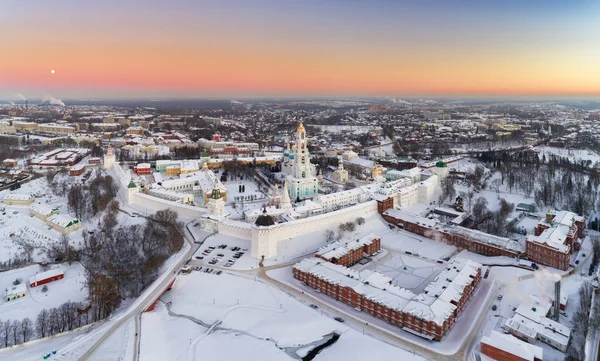 Panoramic aerial view on Trinity St. Sergy Monastery at winter — Stock Photo, Image