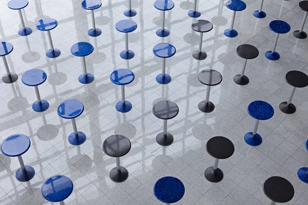 Rows of tall round tables — Stock Photo, Image