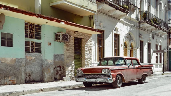 Vintage Autó Parkolt Utcán Havanna Kuba — Stock Fotó