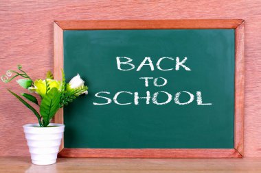 Yeşil okul kara tahta yazılı cümle boşluklu