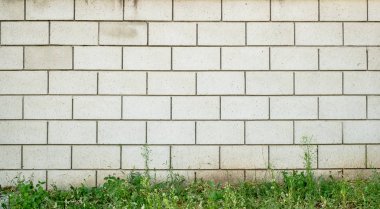 Beyaz beton tuğla duvar doku ve arka plan closeup görünümü.