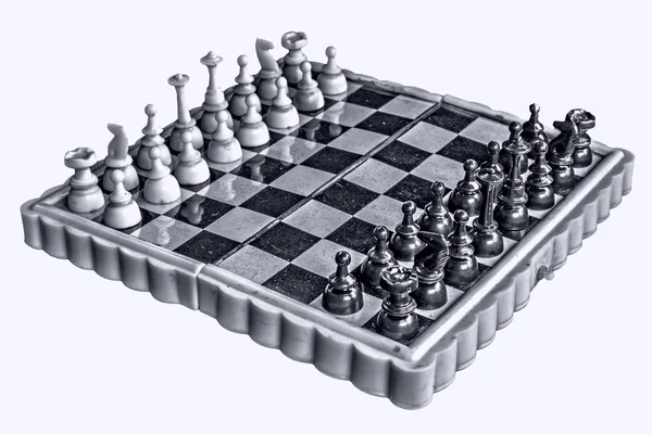 Vintage Magnetické Šachovnice Izolované Bílém — Stock fotografie