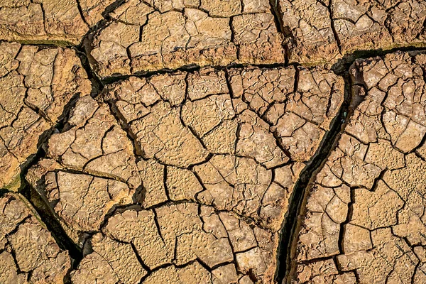 Detailní Pohled Zemi Prasklé Kvůli Suchu — Stock fotografie
