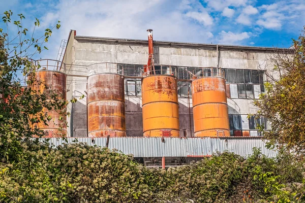 Exterior view of a cement factory