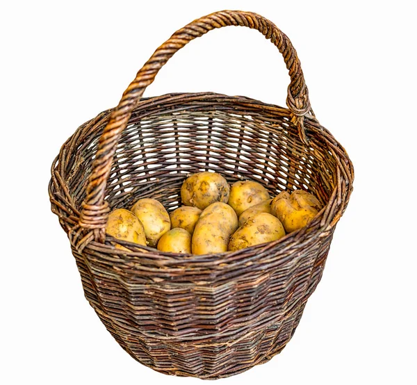 Жареный картофель в старой плетеной корзине — стоковое фото