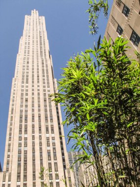 Modern ve eski tarihi binalarla New York sokak manzarası