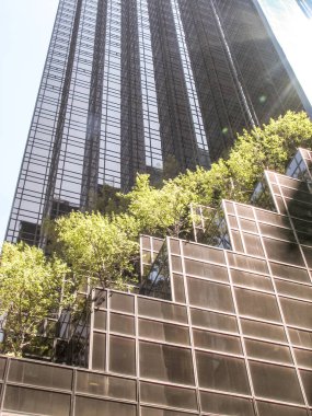 Modern ve eski tarihi binalarla New York sokak manzarası