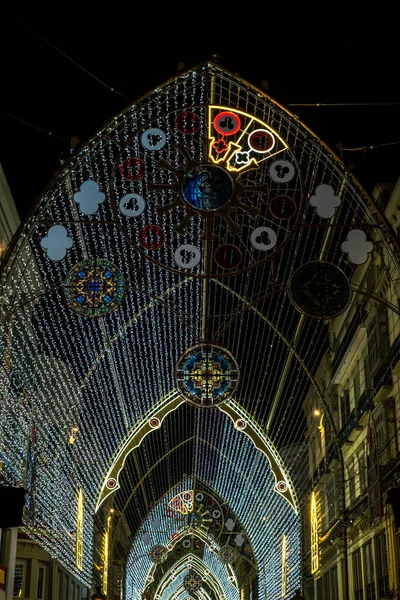 Show de luzes de Natal no centro de Málaga — Fotografia de Stock
