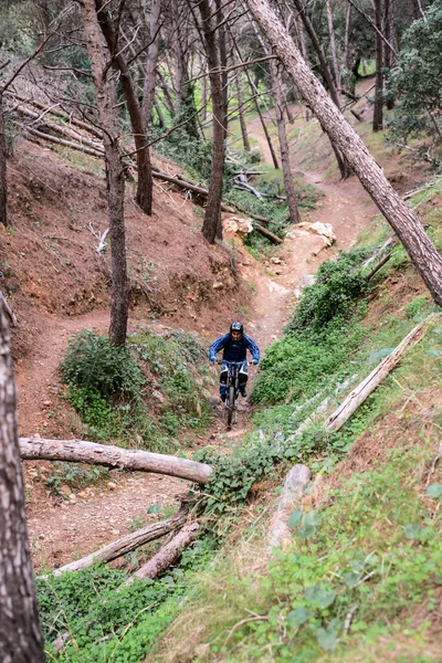 Malaga Spanien Januari 2018 Grupp Cyklister Genom Skogen Nära Malaga — Stockfoto