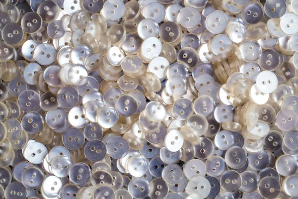 Egy Csomó Gyöngy Fehér Műanyag Gombok — Stock Fotó