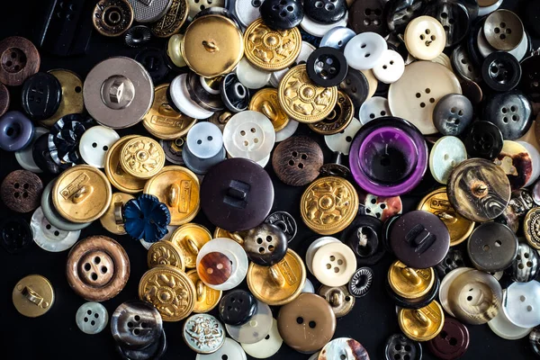 Sibiu City Romania February 2020 Old Vintage Plastic Buttons Black — Stock Photo, Image