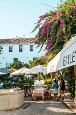 Marbella, İspanya - 26 Ağustos 2018. Marbella, Costa del Sol, Endülüs, İspanya ve Avrupa 'da tipik bir İspanyol mimarisi.