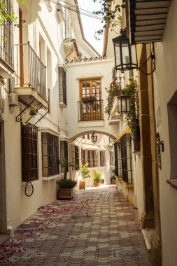 Marbella, İspanya - 26 Ağustos 2018. Marbella, Costa del Sol, Endülüs, İspanya ve Avrupa 'da tipik bir İspanyol mimarisi.