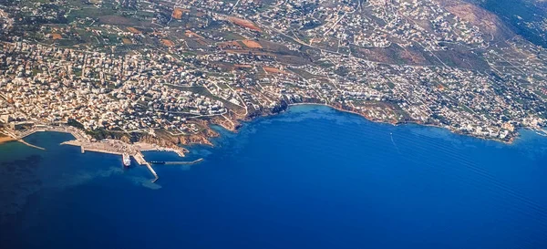 Avião Vista Costa Sul Grécia — Fotografia de Stock