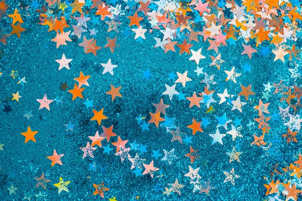 Blauer Glanz Und Mehrfarbiger Sternenhintergrund — Stockfoto