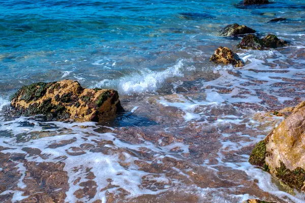 Small Waves Shore Stones Athens Greece — Stock Photo, Image