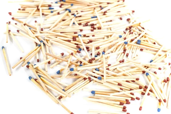 Pile Matched Sticks White Background — Stock Photo, Image