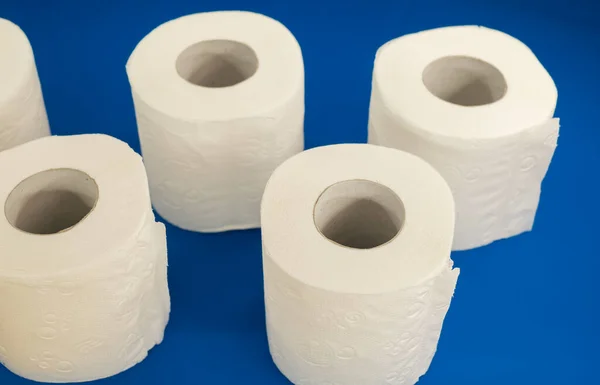 Rolls Toilet Paper Blue Background — Stock Photo, Image