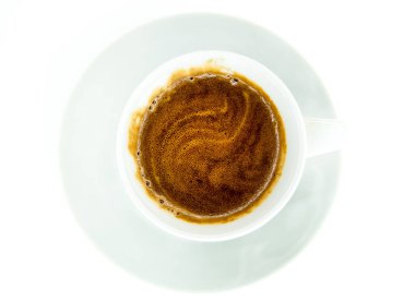 Sıcak kahve fincanı ve köpüklü kahve.