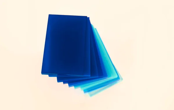 Pilhas Pedaços Azuis Plexiglas — Fotografia de Stock