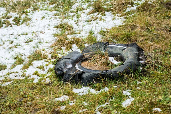 Truck Tire Thrown Wild — Stock Photo, Image