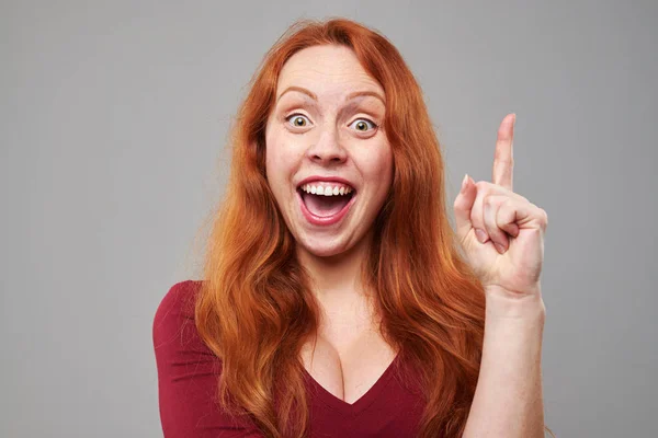 Exhilarated woman comes up with idea — Stock Photo, Image