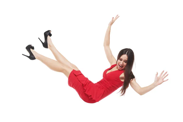 Falling female looking down — Stock Photo, Image