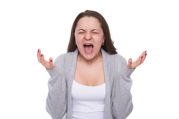 Безумная женщина кричит — стоковое фото
