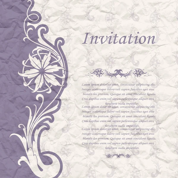 Invitación vintage con flores — Vector de stock