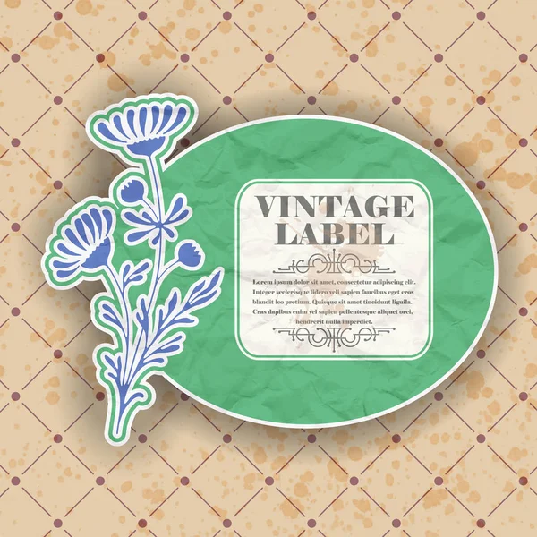 Étiquette vintage avec fleurs — Image vectorielle