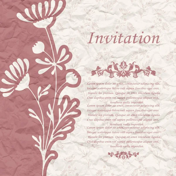 Invitation card with flowers — Stock Vector