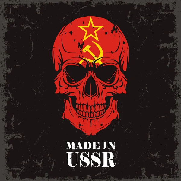 Teschio con colore della bandiera ussr — Vettoriale Stock