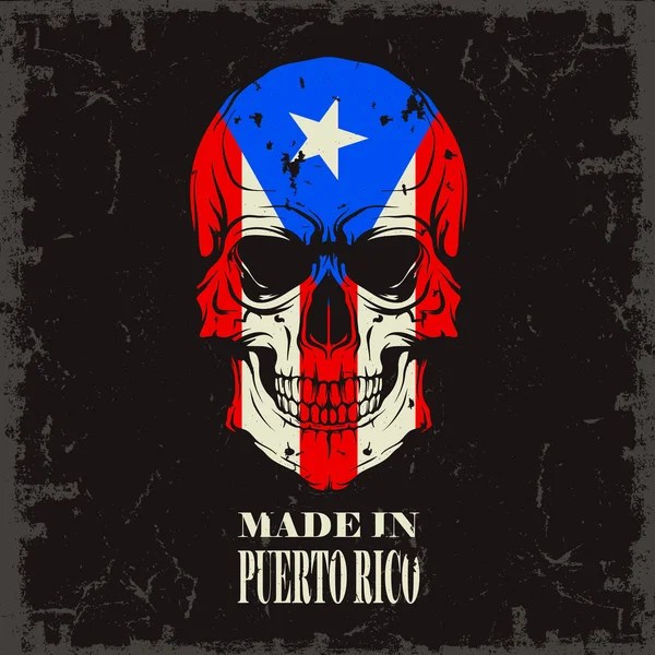 Lebka s barvou vlajka Portorika Stock Ilustrace