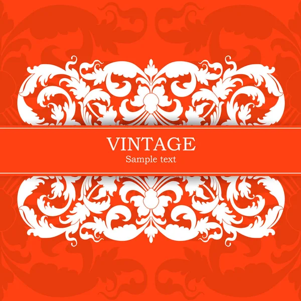 Carte Invitation Vintage Illustration Vectorielle Sur Fond Rouge — Image vectorielle
