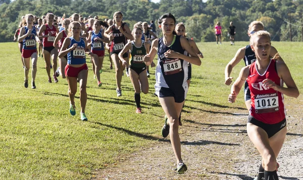 Middelbare School meisjes Varsity Cross land Race — Stockfoto