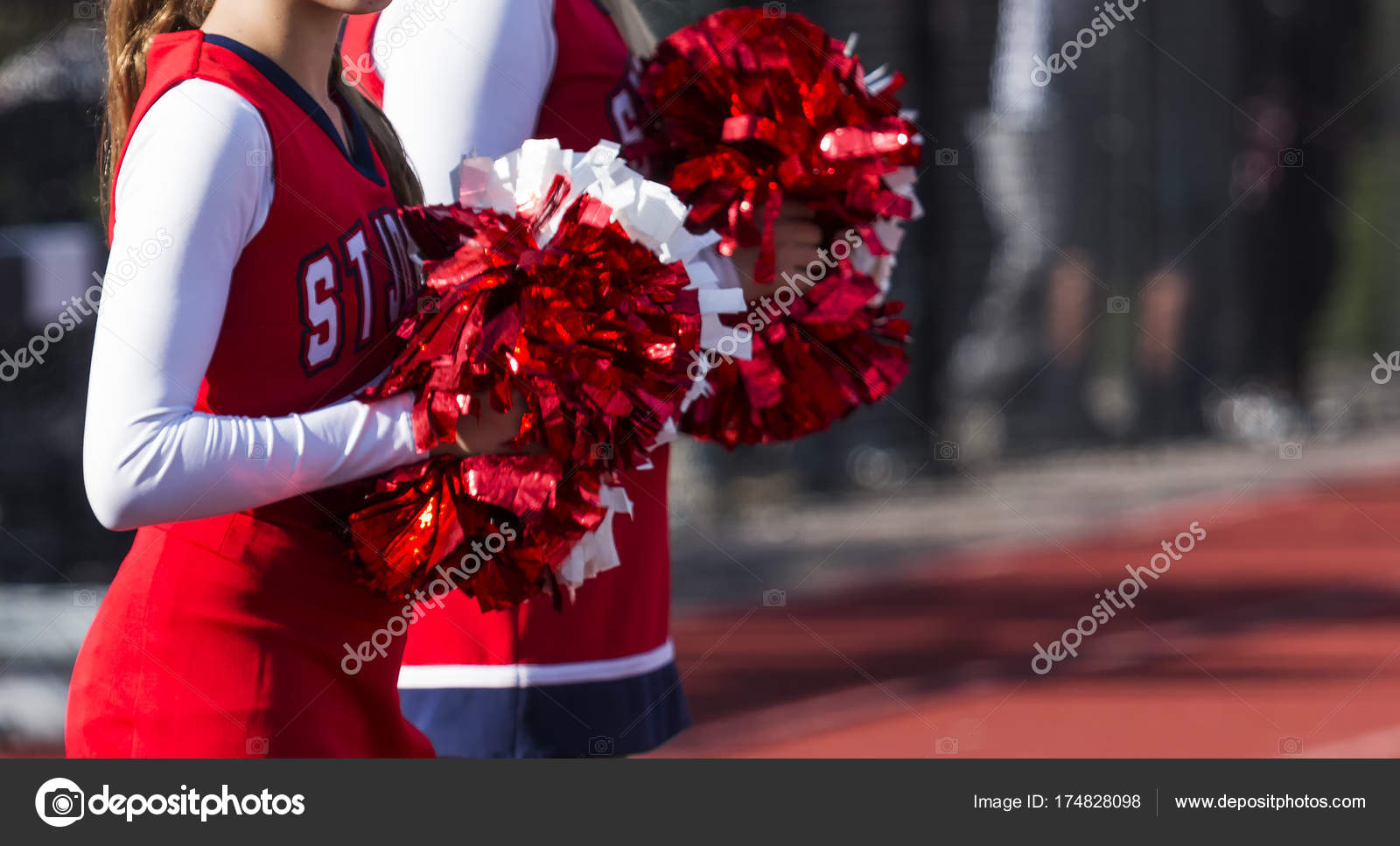 Red Pom Poms, Red Pom-Poms, Red Cheerleading Pom Poms